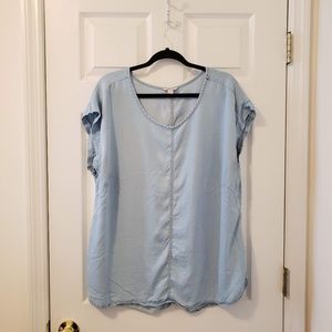 EUC Cato Denim Knit Short-Sleeve Top